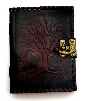 Black Tree of Life leather blank book w/ latch