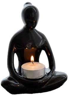 Black Yoga Lady tealight 5 1/2"