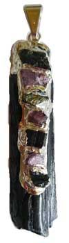 Black Tourmaline 7 Chakra rough pendant