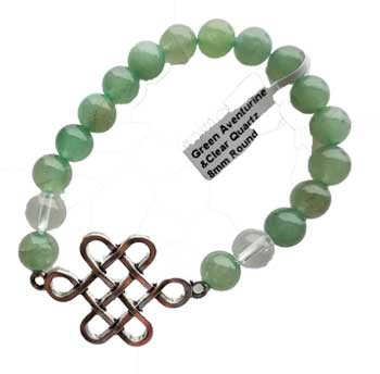 8mm Green Aventurine & Clear Quartz/ Celtic