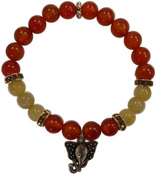 8mm Carnelian/ Rutilated Ganesha