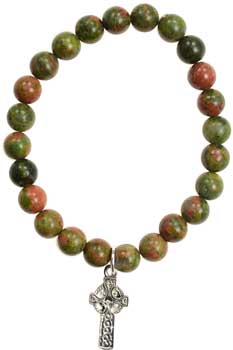 Unakite Faith Cross silver