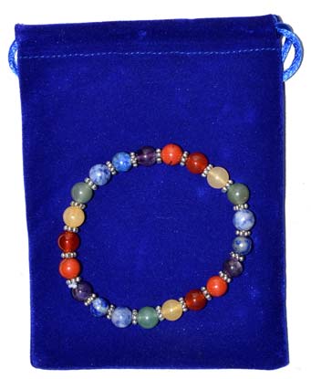 Chakra gem stone in velvet bag bracelet