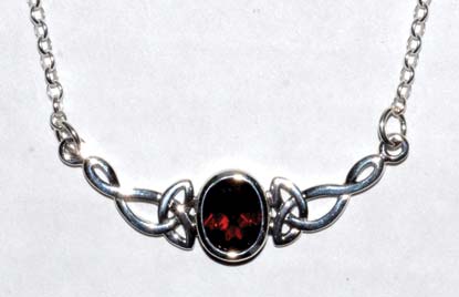 Celtic Oval Garnet necklace sterling