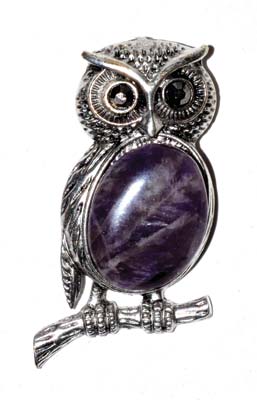 Owl Amethyst gemstone pendant